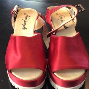 Free people red lug sole platform 38